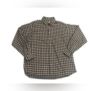 Men's 2000s BURBERRY LONDON Black Gold Check button down Dress Shirt X large